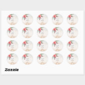 Romantische Waterverf Roze Rozen Ronde Sticker (Vel)