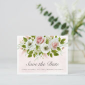 Romantische Waterverf Roze Rozen Save The Date Aankondigingskaart (Staand voorkant)
