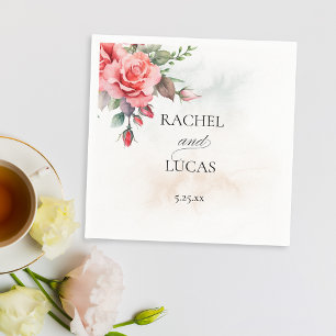 Romantische Waterverf Roze Rozen Servet