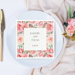 Romantische Waterverf Roze Rozen Servet