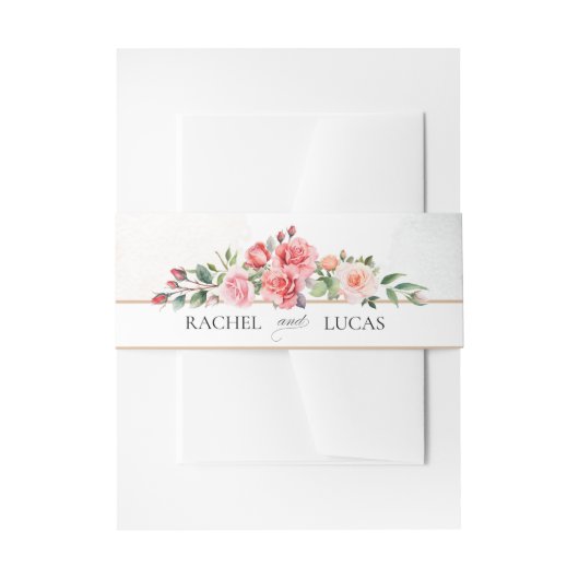 Romantische Waterverf Roze Rozen Uitnodigingen Wikkel (Voorkant Voorbeeld)