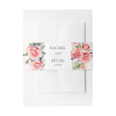 Romantische waterverf roze rozen uitnodigingen wikkel (Voorkant Voorbeeld)