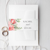 Romantische Waterverf Roze Rozen Uitnodigingen Wikkel