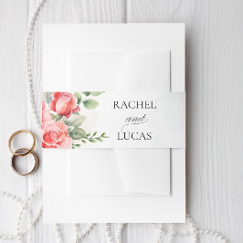 Romantische Waterverf Roze Rozen Uitnodigingen Wikkel