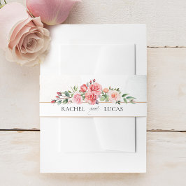 Romantische waterverf roze rozen uitnodigingen wikkel