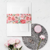 Romantische Waterverf Roze rozenpatroon Uitnodigingen Wikkel