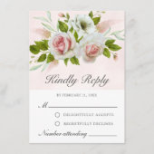 Romantische Waterverf Roze witte rozen RSVP-kaart Advieskaart (Voorkant)