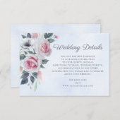 Romantische Waterverf Rozen Blauwe bruiloft Informatiekaartje (Voorkant / Achterkant)