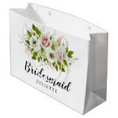 Romantische Waterverf Rozen Bloemen Bruidsmeisje Groot Cadeauzakje (Achterkant Gekanteld)