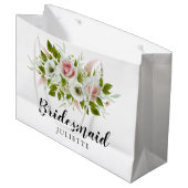 Romantische Waterverf Rozen Bloemen Bruidsmeisje Groot Cadeauzakje (Voorkant Gekanteld)