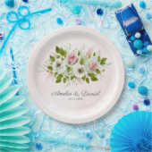 Romantische Waterverf Rozen Bloemig Papieren Bordje (Feest)