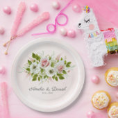 Romantische Waterverf Rozen Bloemig Papieren Bordje (Feest)