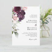 Romantische Waterverf Rozen Botanisch huwelijk Kaart (Staand voorkant)