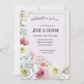 Romantische Waterverf rozen bruiloft Kaart (Voorkant)