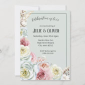 Romantische Waterverf rozen bruiloft Kaart (Voorkant)