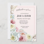 Romantische Waterverf rozen bruiloft Kaart (Voorkant)