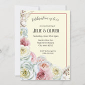 Romantische Waterverf rozen bruiloft Kaart (Voorkant)