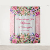 Romantische Waterverf Rozen bruiloft Wandkleed (Voorkant)