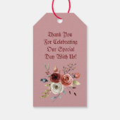 Romantische Waterverf Rozen en groene bladeren Cadeaulabel (Achterkant)