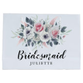 Romantische Waterverf Rozen Floral Blue Bridesmaid Groot Cadeauzakje (Achterkant)