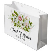 Romantische Waterverf Rozen Floral Maid of Honor Groot Cadeauzakje (Achterkant Gekanteld)