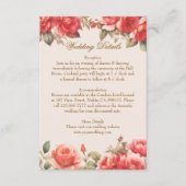 Romantische Waterverf Rozen Floral Wedding Details Informatiekaartje (Voorkant)