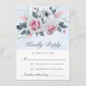 Romantische Waterverf Rozen Light Blue RSVP-kaart Advieskaart (Voorkant)