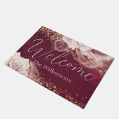 Romantische Waterverf Rozen op Bourgondië Deurmat (Schuin)