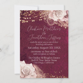 Romantische Waterverf Rozen op Bourgondië Kaart