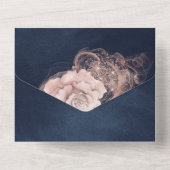 Romantische Waterverf Rozen op de Donkere marine All In One Uitnodiging (Achterkant)