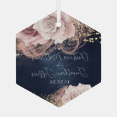 Romantische Waterverf Rozen op het marinesblauwe h Glas Ornament (Achterkant)