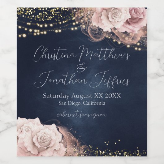 Romantische Waterverf Rozen op het voetbalhuwelijk Wijn Etiket (Enkel label)