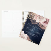 Romantische Waterverf Rozen op Moody Blue Wedding Planner (Display)