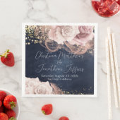 Romantische Waterverf Rozen op Moody Blue Wedding Servet (Insitu)