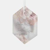 Romantische Waterverf Rozen op parelbruiloft Glas Ornament (Voorkant links)