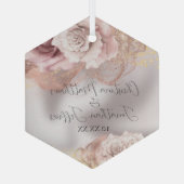 Romantische Waterverf Rozen op parelbruiloft Glas Ornament (Achterkant)