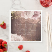 Romantische Waterverf Rozen op Rustic Wood Wedding Servet (Insitu)