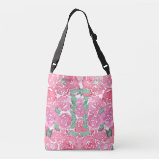 Romantische Waterverf Rozen Roze Rood Bloempatroon Crossbody Tas