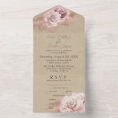 Romantische Waterverf Rozen Rustic Glam Wedding All In One Uitnodiging (Binnen)