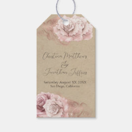 Romantische Waterverf Rozen Rustic Glam Wedding Cadeaulabel
