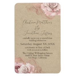 Romantische Waterverf Rozen Rustic Glam Wedding Magneet