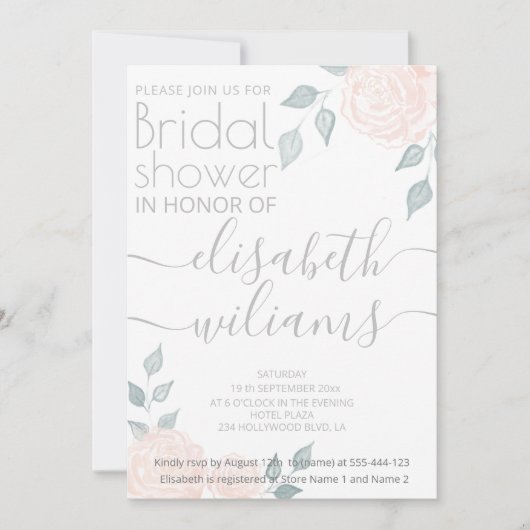 Romantische waterverf rozen voor kalligrafie kaart (Voorkant)