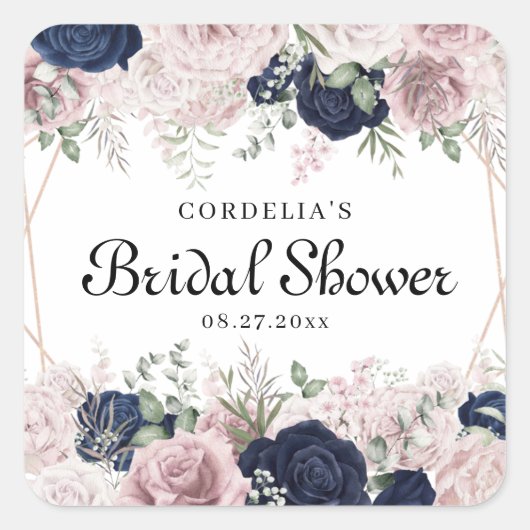 Romantische Waterverf Rozen Vrijgezellenfeest Favo Vierkante Sticker (Voorkant)