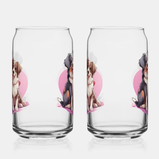 Romantische Waterverf Spaniel Art Blikvorm Glas (Links)