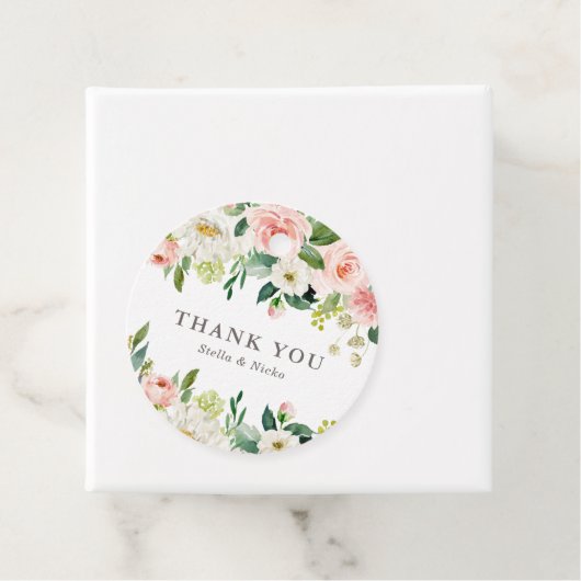 Romantische Waterverf Spring Bloom Weddenschap Bed Bedankjes Labels (In situ)