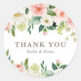 Romantische Waterverf Spring Bloom Weddenschap Bed Ronde Sticker