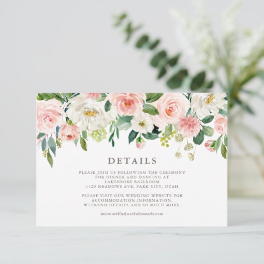 Romantische Waterverf Spring Blooms Weddenschap RSVP Kaartje (Staand voorkant)