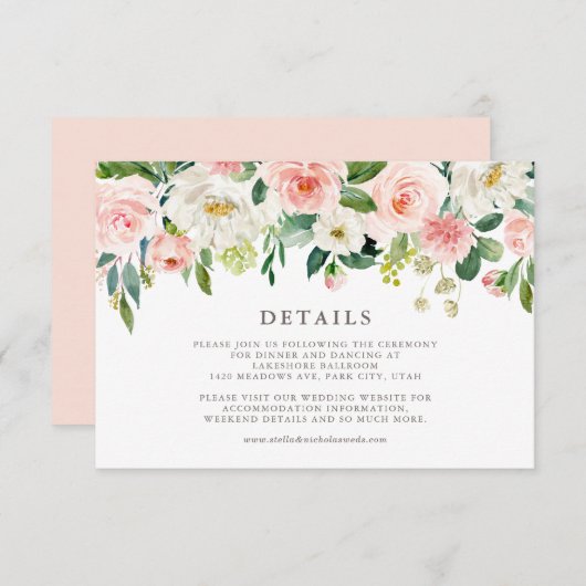 Romantische Waterverf Spring Blooms Weddenschap RSVP Kaartje (Voorkant / Achterkant)