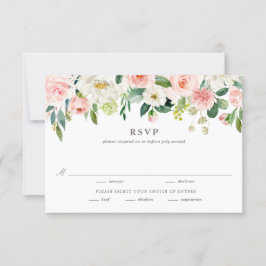 Romantische Waterverf Spring Blooms Wedding Entree RSVP Kaartje