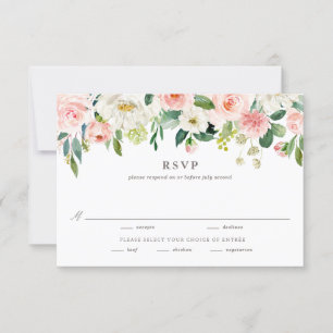 Romantische Waterverf Spring Blooms Wedding Entree RSVP Kaartje